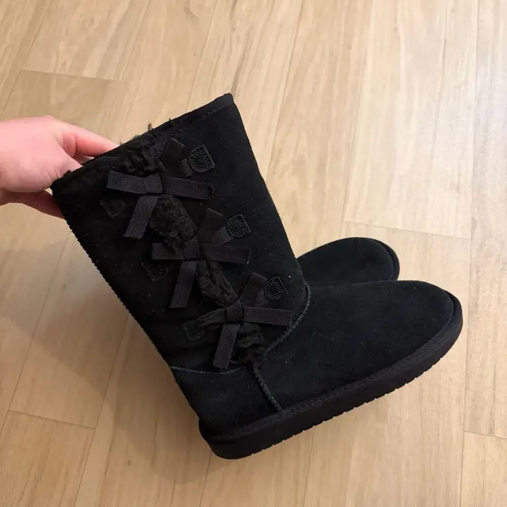 Koolaburra by UGG Black Tall Bow Side Boots Size 4 US